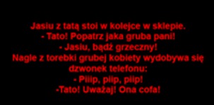 Jasiu z tatą stoi w kolejce w sklepie :)