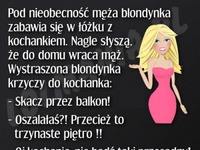 Blondynka leży z kochankiem w łóżku, aż tu nagle... SZOK!