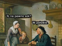 w połowie