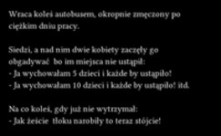 Wraca koleś autobusem, okropnie zmęczony po ciężkim dniu pracy :D