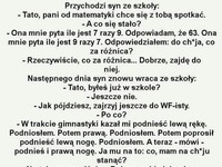 Przychodzi syn ze szkoły! tato, pani od matematyki chce się z toba spotkać! :D