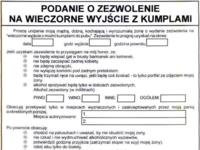 Podanie o zezwolenie na wieczorne wyjście. Chyba kogoś tu pogięło! :O